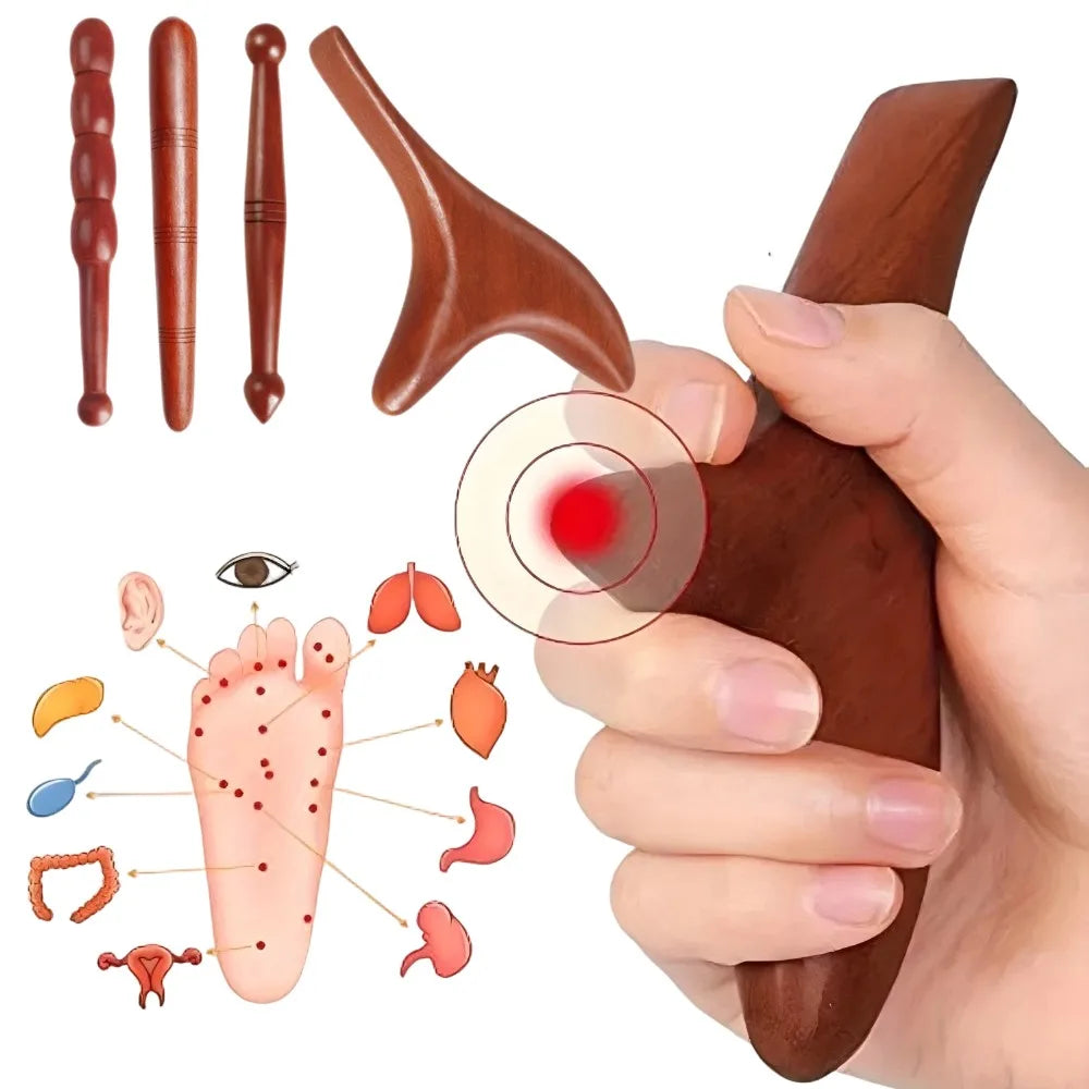 Wooden Massage Set Triangular Swallow Gua Sha Board Periocular Periocular Meridian Unblocking Foot Massager Foot Care Tools