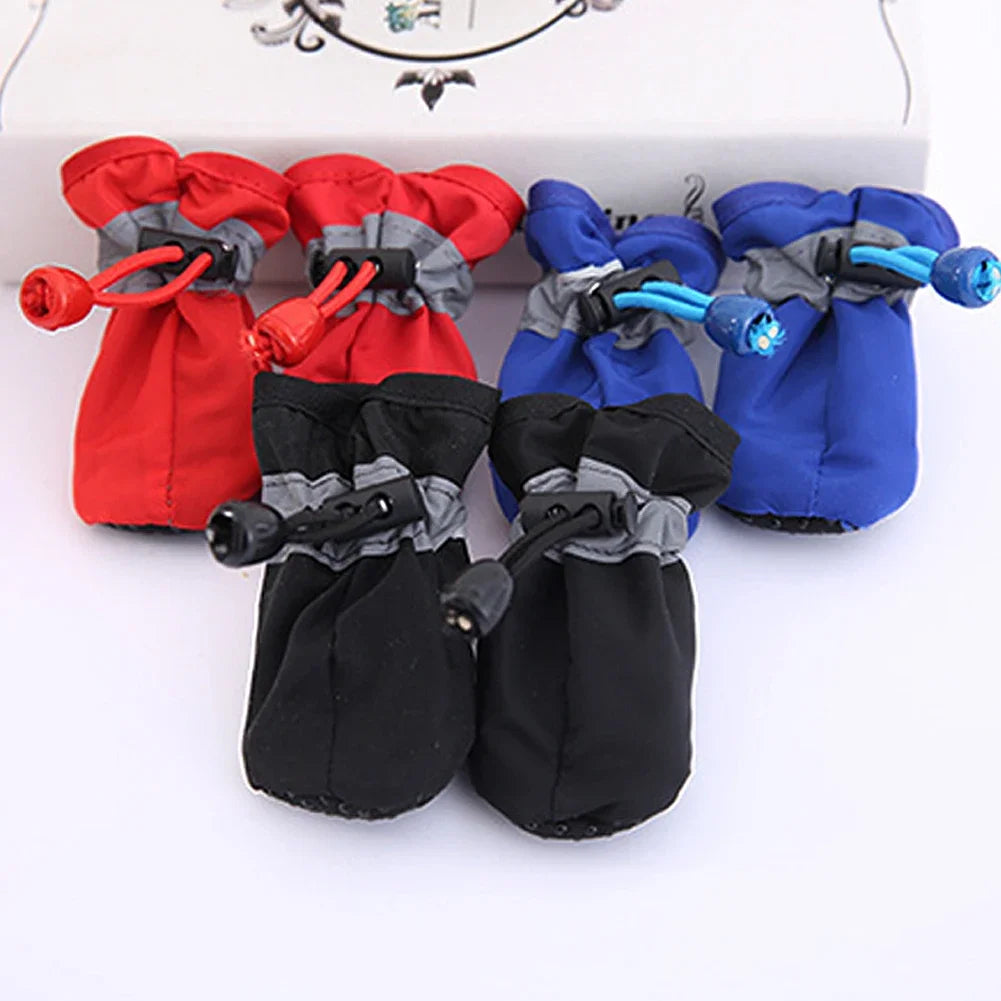 4Pcs Comfortable Anti-slip Rain Snow Boot Thick Warm Outdoor Waterproof Pet Dog Shoes for Small Cats Dogs Puppy Socks Booties