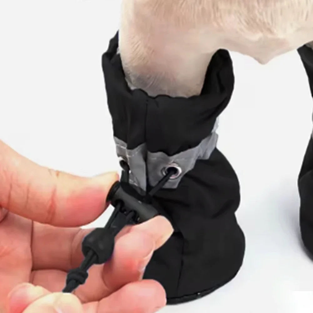 4Pcs Comfortable Anti-slip Rain Snow Boot Thick Warm Outdoor Waterproof Pet Dog Shoes for Small Cats Dogs Puppy Socks Booties