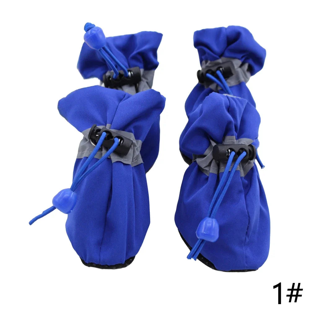 4Pcs Comfortable Anti-slip Rain Snow Boot Thick Warm Outdoor Waterproof Pet Dog Shoes for Small Cats Dogs Puppy Socks Booties