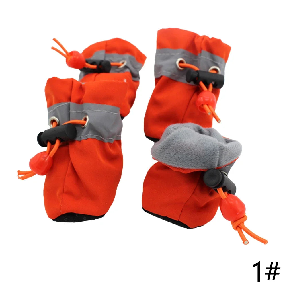 4Pcs Comfortable Anti-slip Rain Snow Boot Thick Warm Outdoor Waterproof Pet Dog Shoes for Small Cats Dogs Puppy Socks Booties